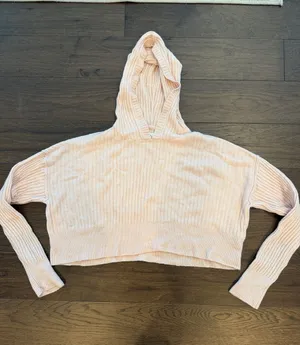 Offline by Aerie Cropped Ribbed Hoodie in Pink Size XS - C33-045 thumbnail 1