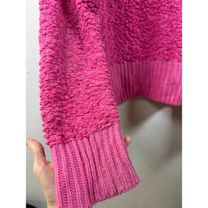 POL Pink Knit Popcorn Hoodie Large V Neck Long Sleeve‎ Pullover Sweater Womens thumbnail 7
