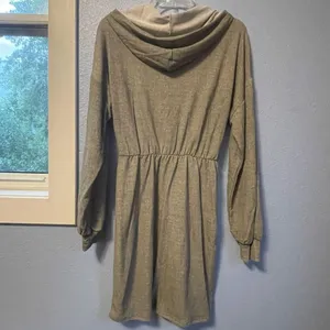 The Nines Boutique S Small 4-6 Long Sleeve Drop Sleeve Hooded Drawstring Gray Dr thumbnail 7