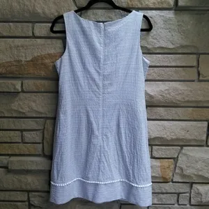 Eliza J Shift Dress Seersucker Stripe Crochet 12P thumbnail 4
