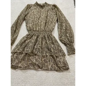 SHOW ME YOUR MUMU Russo Python Gold Shimmer Tiered Ruffle Mini Dress Sz S thumbnail 16