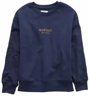 AE Everyday Luxe Graphic Crew Neck Sweatshirt American Eagle NWT Navy Small thumbnail 1
