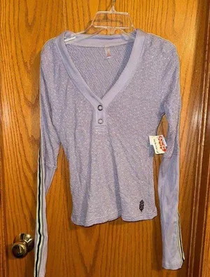 Free People Light Purple Long Sleeve Shirt thumbnail 2