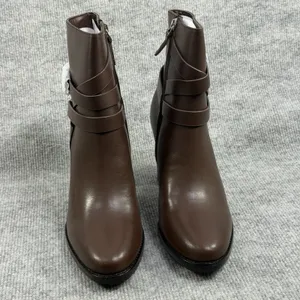 Lauren Ralph Lauren Size-US 9B Women Collins Block Heel Bootie Brown Leather thumbnail 8