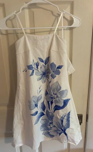 cute blue and white floral dress thumbnail 1
