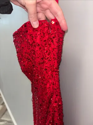 Shail K Silk Red Sequin Long Sleeve Mini Dress thumbnail 4