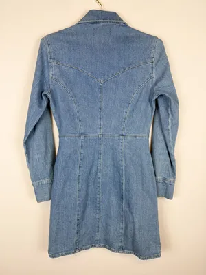 Asos Design Denim Long Sleeve‎ Hourglass Mini Dress Size 4 thumbnail 8
