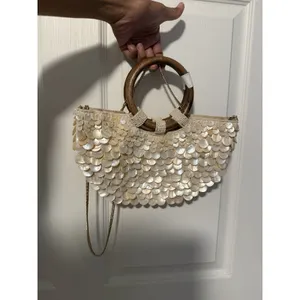 Zara Faux Mother of Pearl Appliqué Bag Purse Crossbody Bohemian Festival TikTok thumbnail 2