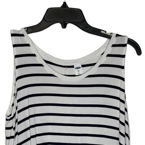 Old‎ Navy Luxe Tank Top Size Small White With Navy Stripes Stretch Womens thumbnail 2