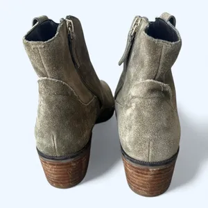 Cole Haan Maci Suede Ankle Boots Olive Green Block Heel Womens 8 Chic Minimalist thumbnail 8