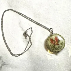 Vintage cloisonné butterfly pendant necklace thumbnail 4