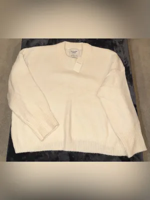 Abercrombie & Fitch The A&F Madeline Crew Sweater in Cream Large New with tag thumbnail 3