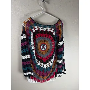 Free People Chasing Rainbows Tunic Sweater Size XS Open Knit Oversized Boho Top thumbnail 6