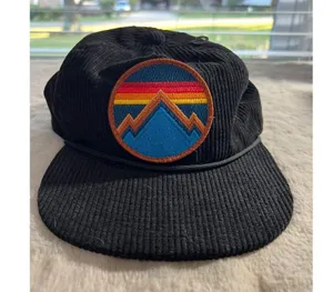 Aviator Nation Black Corduroy Snapback Hat With Mountain Patch & Mesh Lining thumbnail 1