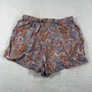 Rachel Zoe Blue Floral Linen Blend Short Sleeve Button Down Pajama Set Small‎ thumbnail 10
