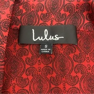 Lulu's Women's S Burgundy Black Paisley Whimisgoth Fairy Grunge Chic Wrap Blouse thumbnail 6