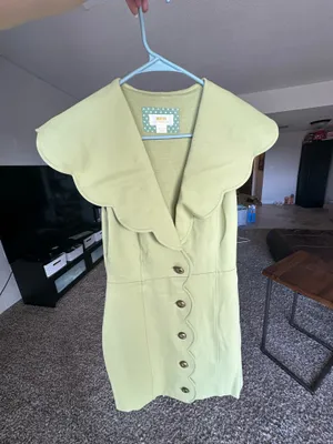 Anthropologie Maeve Scalloped Green Button Down Dress thumbnail 6