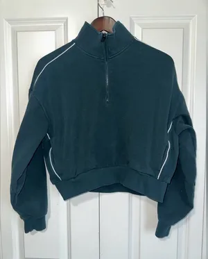 Athleta Forever Fleece 1/2 Zip High Hip Piping Sweatshirt S thumbnail 1