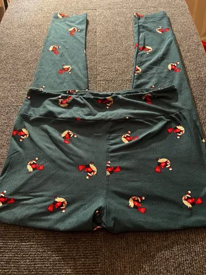 LuLaRoe Leggings OS Green Christmas penguins thumbnail 5