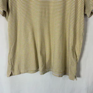 Old Navy Woman’s White and Mustard Colored Striped Short Sleeve Tee - Medium thumbnail 3