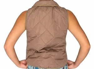 Altar'd State Quilted Taupe Vest with Olive Trim thumbnail 2