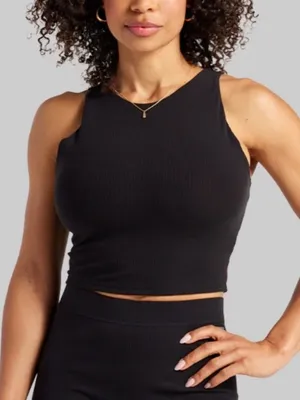 Women’s BYLT Premium Basics Ribbed High-Neck Longline Sports Bra Tank Top Size S thumbnail 1