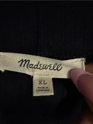 Madewell Black Ribbed Lettuce-Edge Mock Neck Long Sleeve Top thumbnail 2