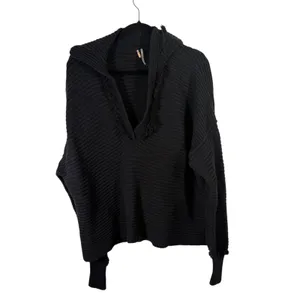 Free People Marlie Pullover Sweater Black Fringe Boho Western Womens Medium thumbnail 2