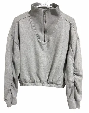 Free People‎ Movement Valley Girl Quarter Zip Sweatshirt Gray Women's Size Small thumbnail 1