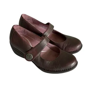 Dansko Womens Adelle Mary Jane Shoes Size 36 6 Burgundy Red Leather Wedge‎ Heels thumbnail 2