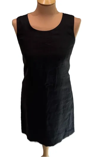 Vtg Irresistibles‎ Black 100% Linen Sheath Dress Size 4 Sleeveless Classic 90s thumbnail 1