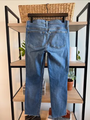 J. Crew Mid-Rise Vintage Slim Straight Raw Hem Ankle Jeans, 27 thumbnail 4