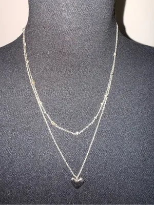 Kendra Scott Silver Double-Layer Heart Necklace thumbnail 3