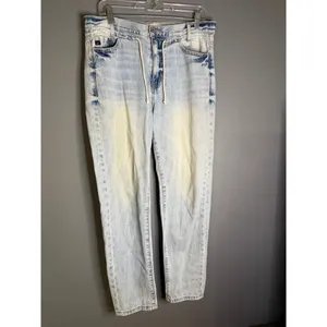 KanCan Light Wash Boyfriend Drawstring Button Jeans Size 9/28 Blue thumbnail 3