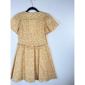 Madewell Womens Dress Yellow Fiore Mini Floral Ditsy V Neck Wrap A Line Boho XS thumbnail 9