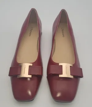 C.Paravano Flats Women Shoes US 8 EUR 38.5 Red Square Toe Metal Buckles Ballet thumbnail 1