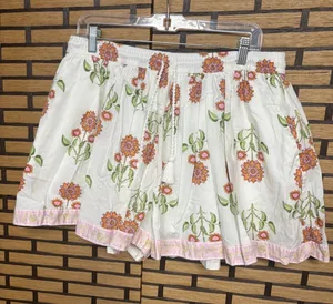 Old Navy White‎ Floral Cotton Bohemian Style Shorts Size Large thumbnail 1