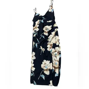 Lulu's Navy Floral Slip Maxi Dress with Cream & Pale Blue Blooms thumbnail 2