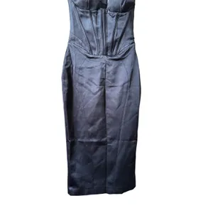 House of CB FIORELLA Black Satin‎ Corset Midi Dress Size Small Feminine Sexy thumbnail 14