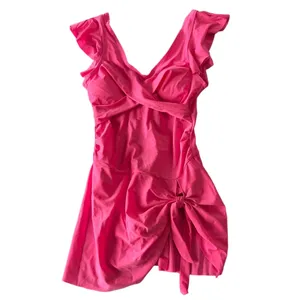 Women's NEW Pink One Piece Ruffle Straps and Skirt Swimsuit Size XL #260734 thumbnail 2
