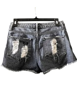 Show Me Your Mumu Blue Distressed Cutoff Denim Shorts Size 6/28‎ thumbnail 2