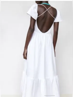 ZARA NWT Linen crochet Maxi Dress Size Small thumbnail 2