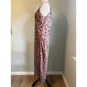 A New Day Leopard Print Satin Slip Dress Brown Tan Animal Midi Maxi NWT Large Y2K boho dai thumbnail 4