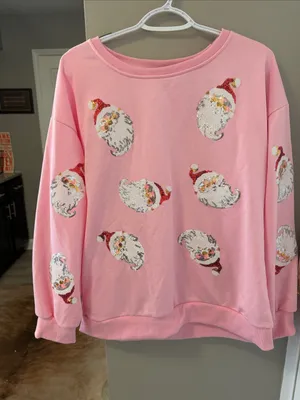 Boutique Sequin Santa Sweatshirt – Size Large queen of sparkles NWOT thumbnail 3