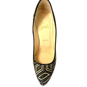 Christian Louboutin Daffodile 160 Platform Pumps Panama Black Cream 38.5‎ thumbnail 7