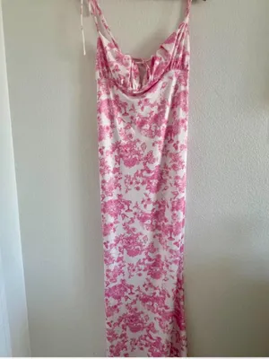 $69 NWOT Marthea Tie Shoulder Fishtail Hem Floral Print Maxi Dress - BFloral M thumbnail 7