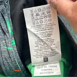 BURTON WB Peak Hoodie Dry-ride Dark Ash Hawaiian‎ Full Zip Hooded Jacket Size XS thumbnail 3