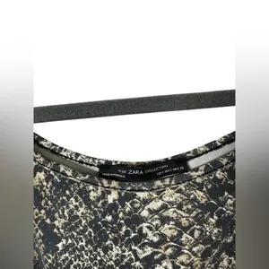 Zara Collection Snake Print Cami Top‎ Spaghetii Strap Black Gold Tan Size S thumbnail 5