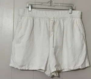 Maeve Anthropologie Linen Blend Pull-On Shorts White XL Drawstring Pockets thumbnail 1