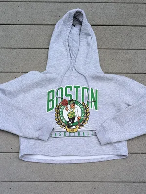NBA Boston Celtics Grey Cropped Hoodie thumbnail 6